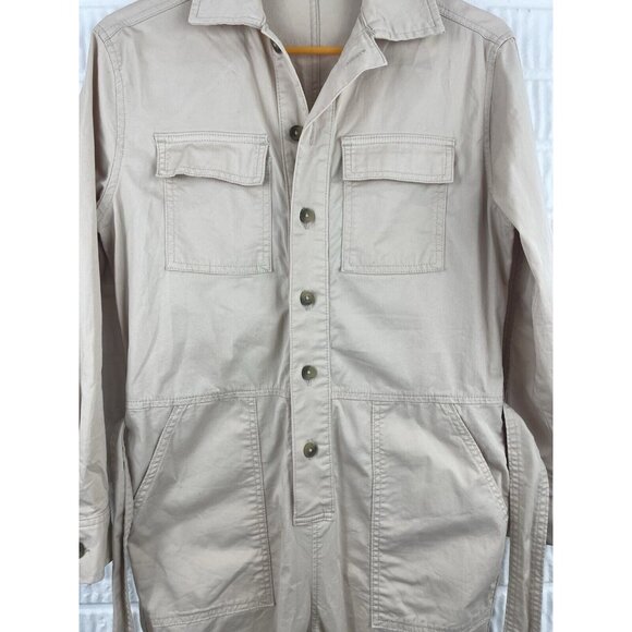 Everlane Jumpsuit Size 0 Attached Belt Beige Long Sleeve - Picture 9 of 13